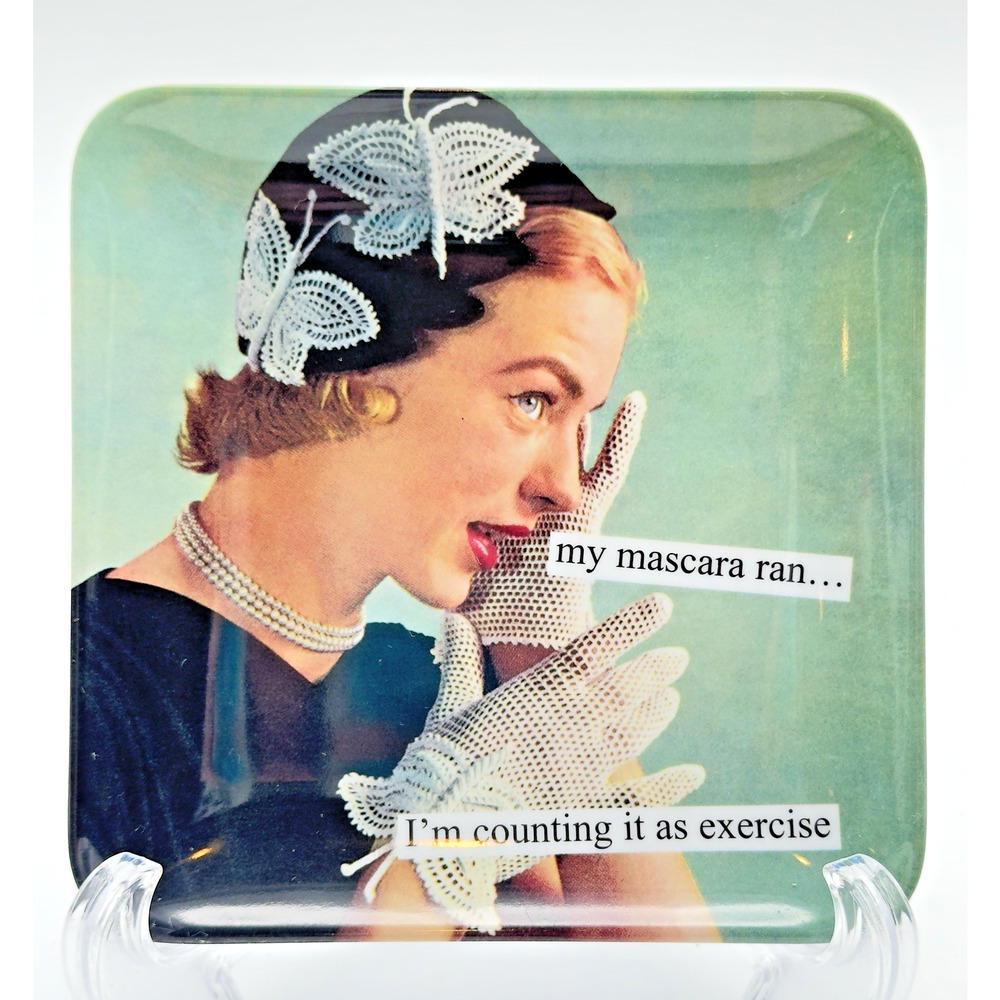 Anne Taintor Retro Plate Tray Melamine My Mascara Ran I'm Counting It Exercise